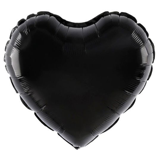 Balon din Folie Metalizata, Flippy, Figurina Inimioara, Model Simplu, Tematica Iubire, 40 cm, Ambalaj Individual, Pai Inclus, Umflare cu Aer sau Heliu, Negru [1]