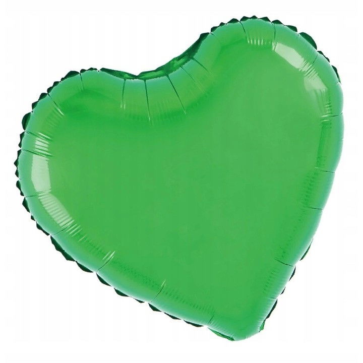 Balon din Folie Metalizata, Flippy, Figurina Inimioara, Model Simplu, Tematica Iubire, 40 cm, Ambalaj Individual, Pai Inclus, Umflare cu Aer sau Heliu, Verde [3]