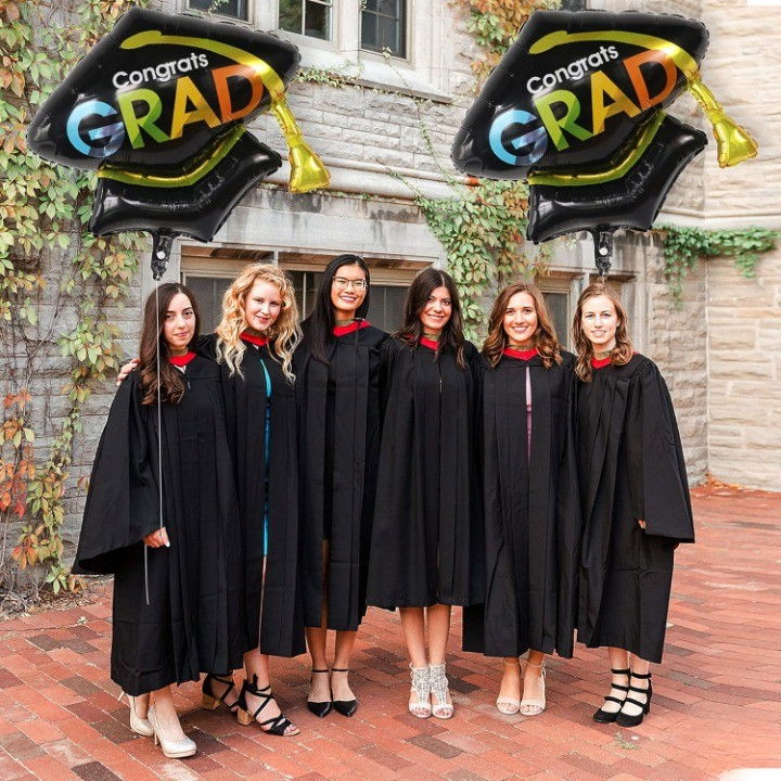 Balon din Folie Metalizata, Flippy, Figurina, Model Toca Congrats Grad, Tematica Absolvire,  66x66 cm, Ambalaj Individual, Pai Inclus, Umflare cu Aer sau Heliu, Negru [3]