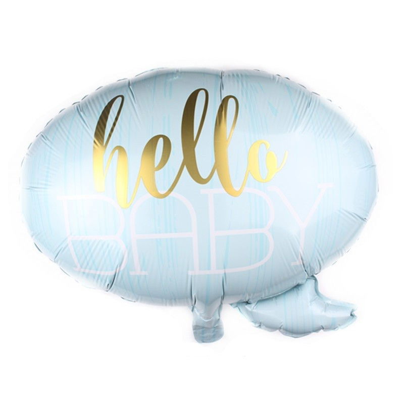 Balon din Folie Metalizata, Flippy, Figurina Norisor, Tema Hello Baby , 59x50 cm, Ambalaj Individual, Pai Inclus, Umflare cu Aer sau Heliu, Albastru [1]