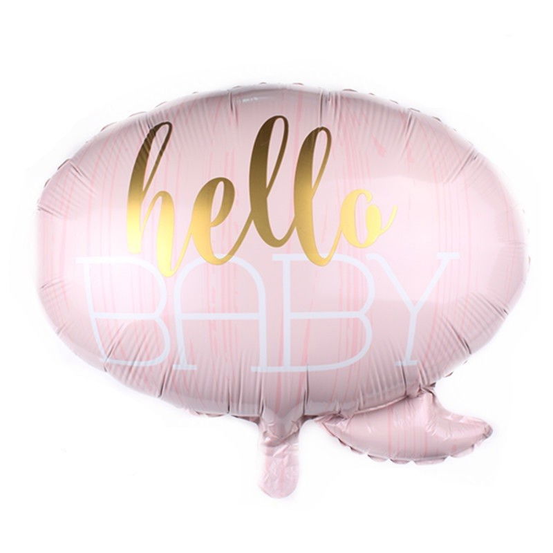 Balon din Folie Metalizata, Flippy, Figurina Norisor, Tema Hello Baby , 59x50 cm, Ambalaj Individual, Pai Inclus, Umflare cu Aer sau Heliu, Roz [1]
