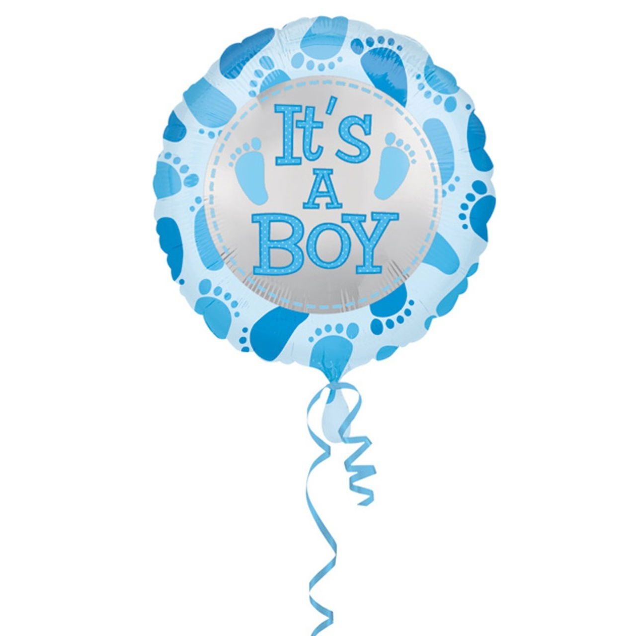 Balon din Folie Metalizata, Flippy, Figurina Rotunda, Model It's a Boy, Tema Gender Reveal, 45 cm, Ambalaj Individual, Pai Inclus, Umflare cu Aer sau Heliu, Albastru [3]