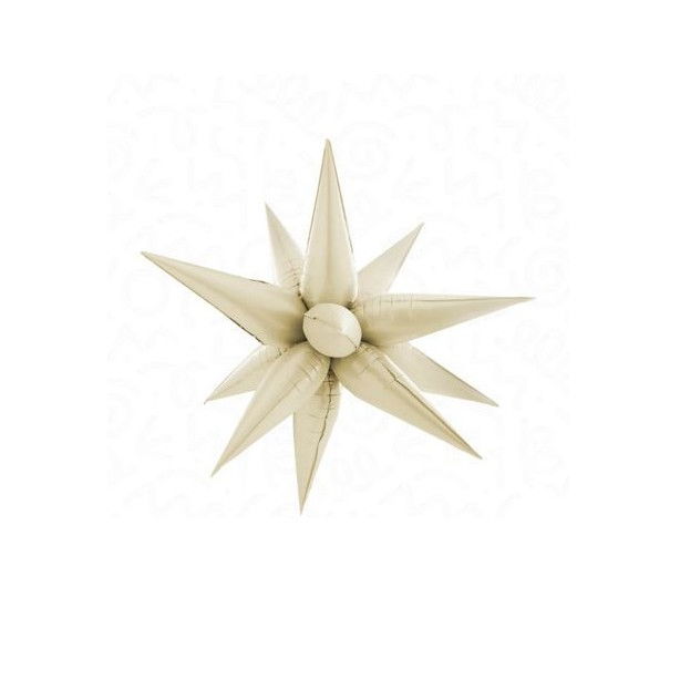 Balon din Folie Metalizata, Flippy, Figurina Stea 3D, 66 cm, Ambalaj Individual, Pai inclus, Umflare cu Aer sau Heliu, Crem [2]