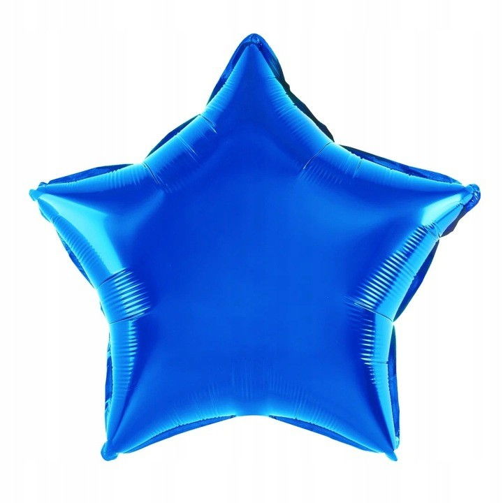 Balon din Folie Metalizata, Flippy, Figurina Stea, Model Simplu, Tematica Aniversare, 40 cm, Ambalaj Individual, Pai Inclus, Umflare cu Aer sau Heliu, Albastru [3]