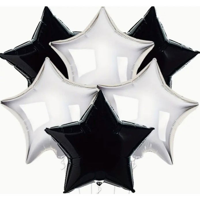 Balon din Folie Metalizata, Flippy, Figurina Stea, Model Simplu, Tematica Aniversare, 40 cm, Ambalaj Individual, Pai Inclus, Umflare cu Aer sau Heliu, Argintiu [5]