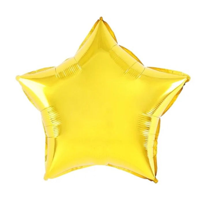 Balon din Folie Metalizata, Flippy, Figurina Stea, Model Simplu, Tematica Aniversare, 40 cm, Ambalaj Individual, Pai Inclus, Umflare cu Aer sau Heliu, Auriu [1]