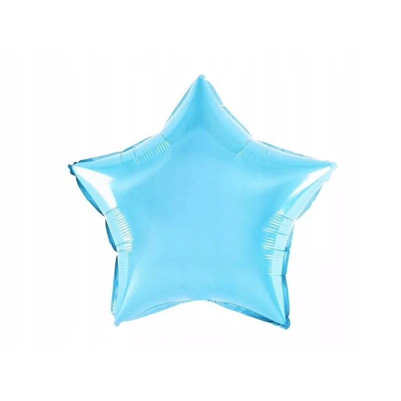 Balon din Folie Metalizata, Flippy, Figurina Stea, Model Simplu, Tematica Aniversare, 40 cm, Ambalaj Individual, Pai Inclus, Umflare cu Aer sau Heliu, Bleu [4]