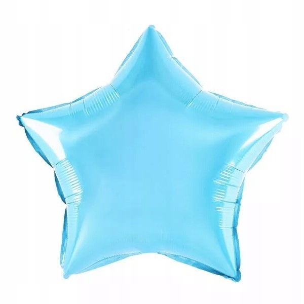 Balon din Folie Metalizata, Flippy, Figurina Stea, Model Simplu, Tematica Aniversare, 40 cm, Ambalaj Individual, Pai Inclus, Umflare cu Aer sau Heliu, Bleu [1]