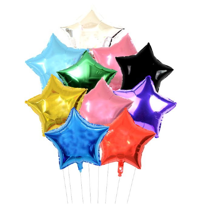 Balon din Folie Metalizata, Flippy, Figurina Stea, Model Simplu, Tematica Aniversare, 40 cm, Ambalaj Individual, Pai Inclus, Umflare cu Aer sau Heliu, Bleu [6]