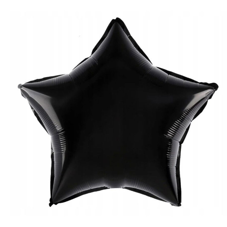Balon din Folie Metalizata, Flippy, Figurina Stea, Model Simplu, Tematica Aniversare, 40 cm, Ambalaj Individual, Pai Inclus, Umflare cu Aer sau Heliu, Negru [3]