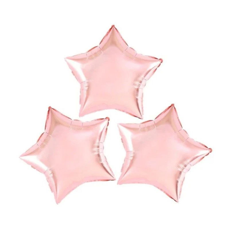 Balon din Folie Metalizata, Flippy, Figurina Stea, Model Simplu, Tematica Aniversare, 40 cm, Ambalaj Individual, Pai Inclus, Umflare cu Aer sau Heliu, Rose [2]