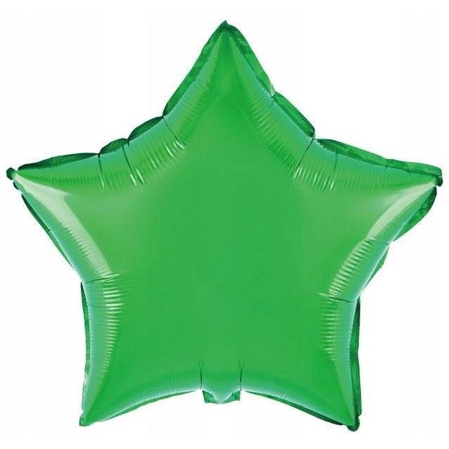Balon din Folie Metalizata, Flippy, Figurina Stea, Model Simplu, Tematica Aniversare, 40 cm, Ambalaj Individual, Pai Inclus, Umflare cu Aer sau Heliu, Verde [1]