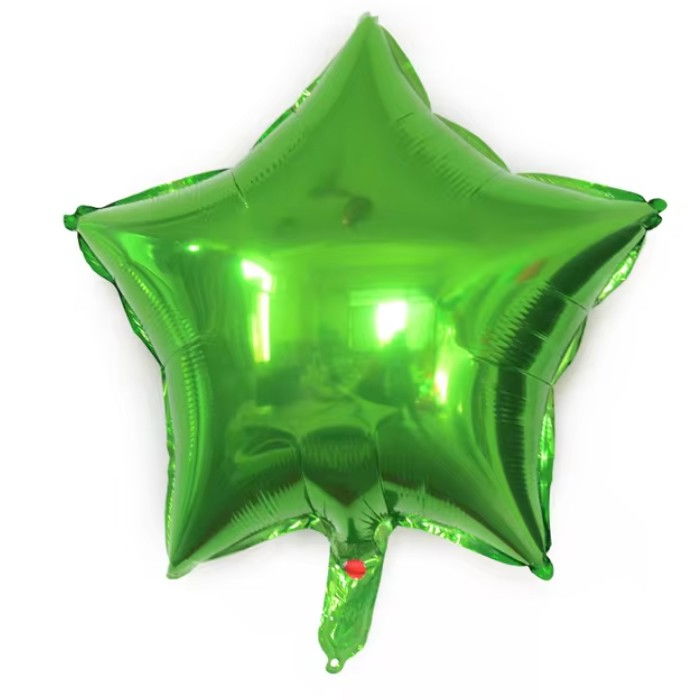 Balon din Folie Metalizata, Flippy, Figurina Stea, Model Simplu, Tematica Aniversare, 40 cm, Ambalaj Individual, Pai Inclus, Umflare cu Aer sau Heliu, Verde [5]