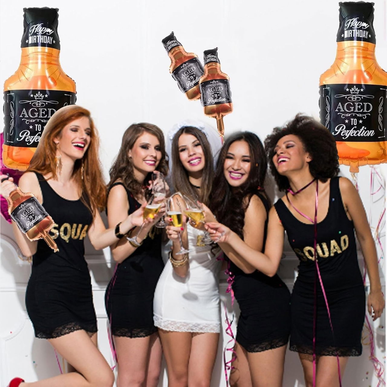 Balon din Folie Metalizata, Flippy, Figurina Sticla de Whisky, Tema Aniversare, 90x45 cm, Ambalaj Individual, Pai Inclus, Umflare cu Aer sau Heliu, Maro [3]