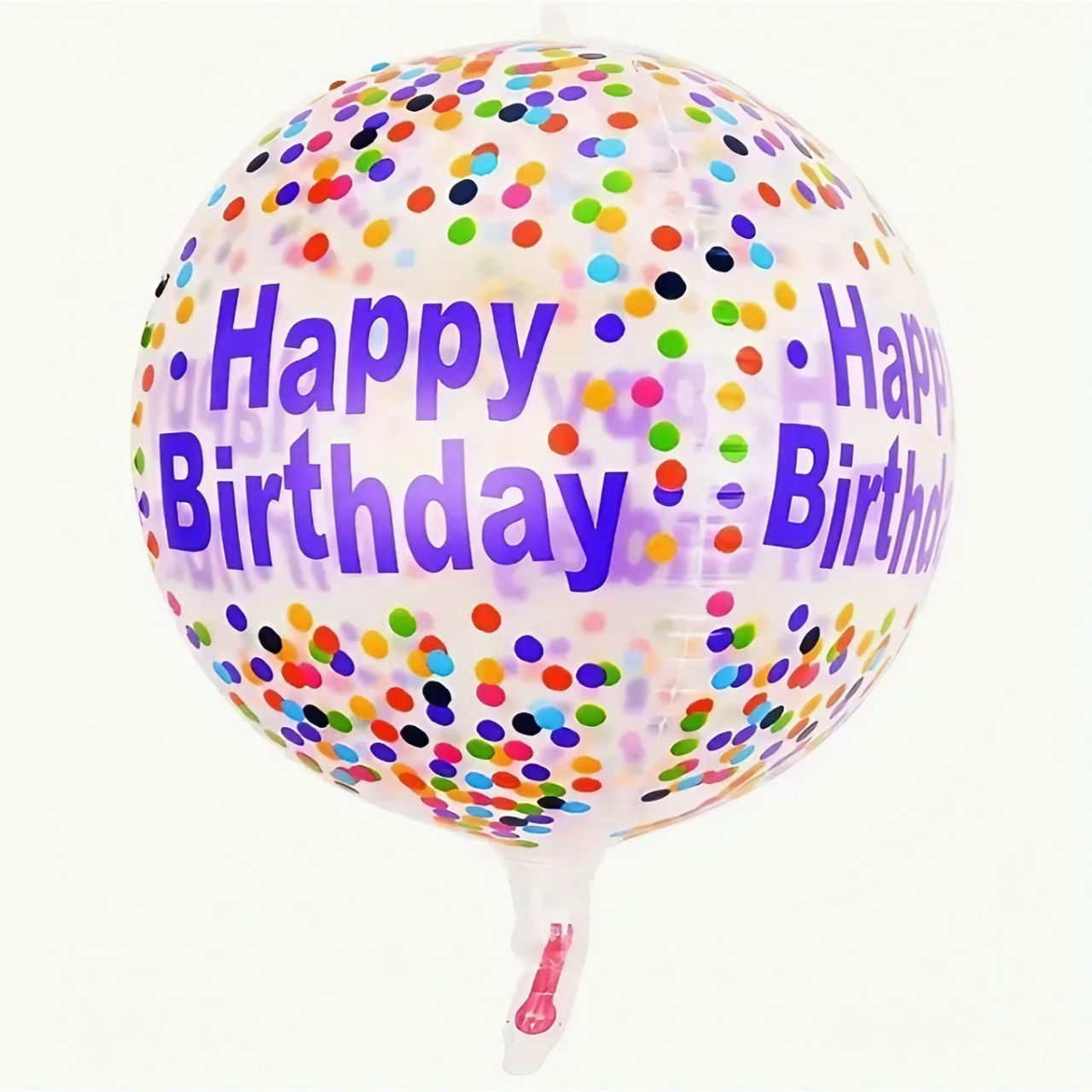 Balon din Folie Metalizata, Flippy, Figurine 4D, Model Happy Birthday, Tematica Aniversara Bombonele, 63x24 cm, Ambalaj Individual, Pai Inclus, Umflare cu Aer sau Heliu, Mov-Multicolor [4]