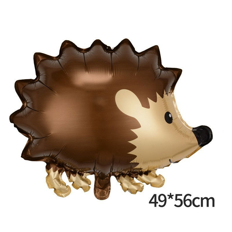 Balon din Folie Metalizata, Flippy, Figurine Animalute, Model Arici, 49x56 cm, Ambalaj Individual, Pai Inclus, Umflare cu Aer sau Heliu, Maro [2]