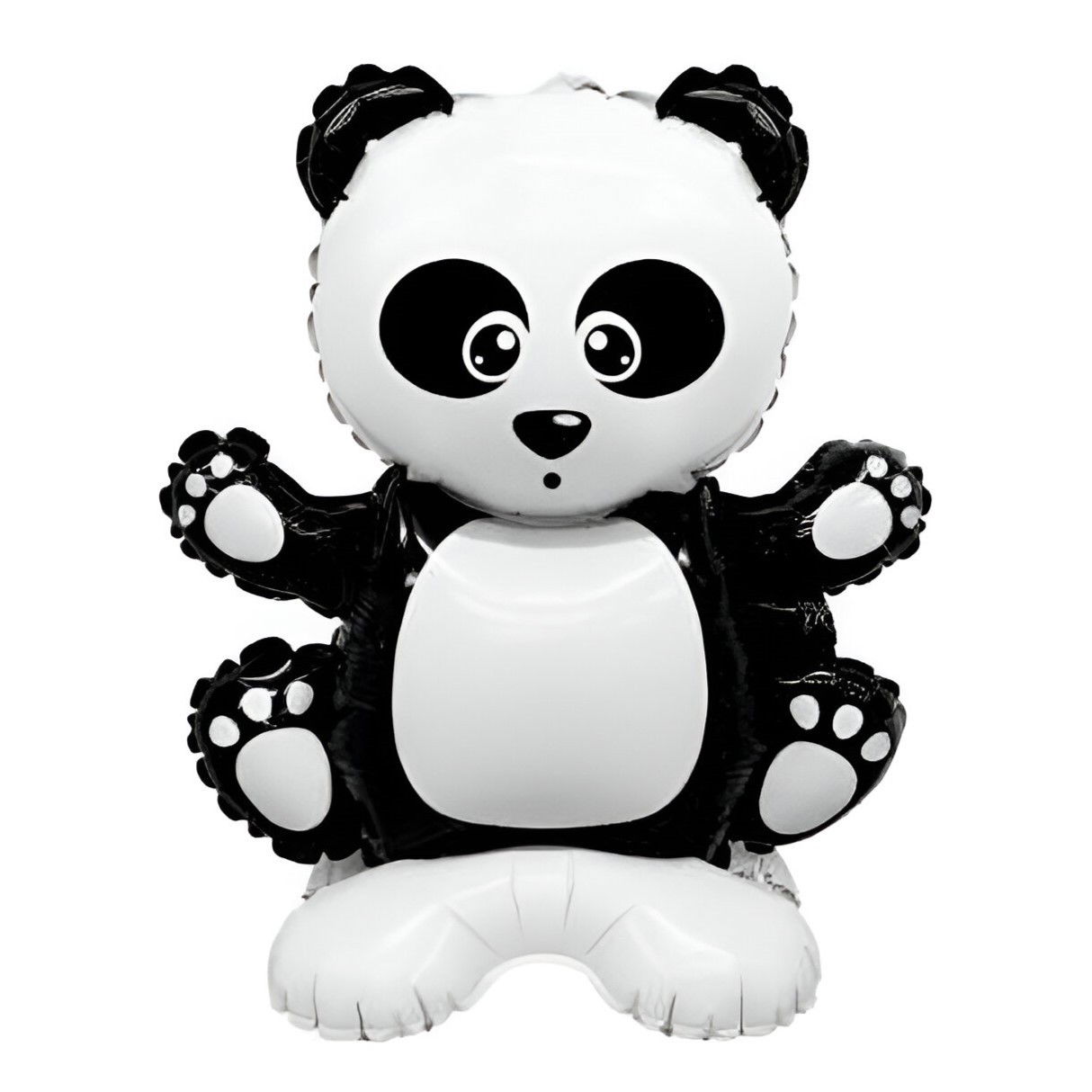 Balon din Folie Metalizata, Flippy, Figurine Animăluțe, Model Panda, 43x59cm, Ambalaj Individual, Pai Inclus, Umflare cu Aer sau Heliu, Alb Negru [1]