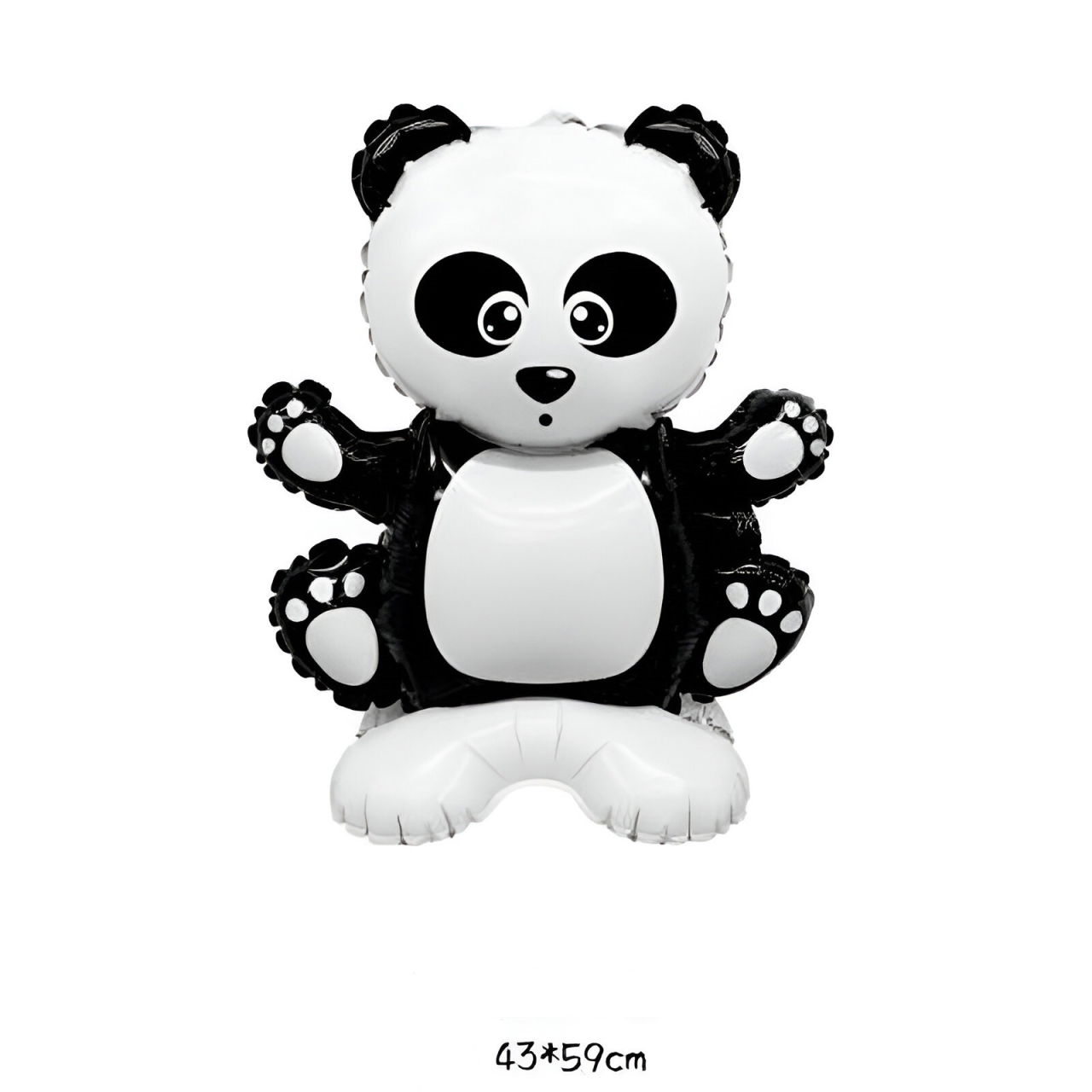 Balon din Folie Metalizata, Flippy, Figurine Animăluțe, Model Panda, 43x59cm, Ambalaj Individual, Pai Inclus, Umflare cu Aer sau Heliu, Alb Negru [2]