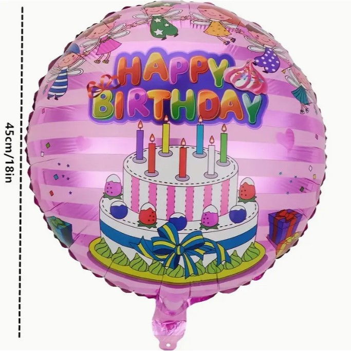 Balon din Folie Metalizata, Flippy, Figurine, Model 1, Happy Birthday, Tematica Aniversare, 45 cm, Ambalaj Individual, Pai Inclus, Umflare cu Aer sau Heliu, Multicolor [3]