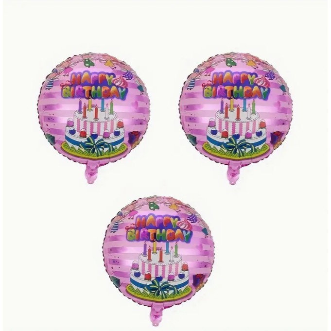 Balon din Folie Metalizata, Flippy, Figurine, Model 1, Happy Birthday, Tematica Aniversare, 45 cm, Ambalaj Individual, Pai Inclus, Umflare cu Aer sau Heliu, Multicolor [4]