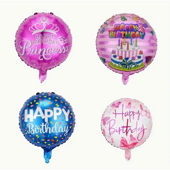 Balon din Folie Metalizata, Flippy, Figurine, Model 1, Happy Birthday, Tematica Aniversare, 45 cm, Ambalaj Individual, Pai Inclus, Umflare cu Aer sau Heliu, Multicolor [2]