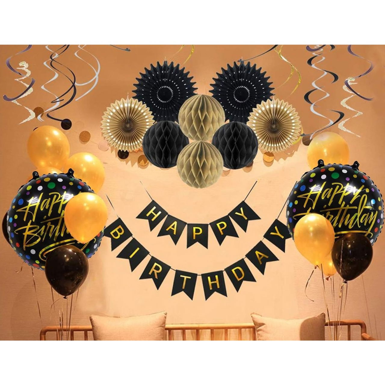 Balon din Folie Metalizata, Flippy, Figurine, Model 3, Happy Birthday, Tematica Aniversare, 45 cm, Ambalaj Individual, Pai Inclus, Umflare cu Aer sau Heliu, Multicolor [3]