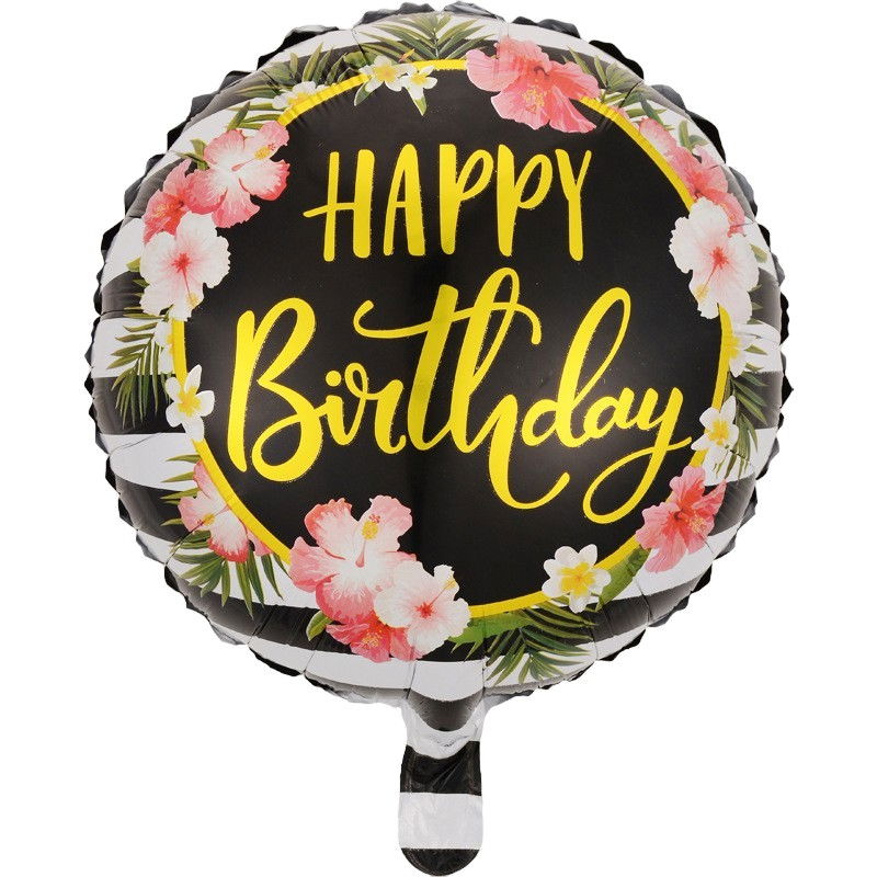 Balon din Folie Metalizata, Flippy, Figurine, Model 4, Happy Birthday, Tematica Aniversare, 45 cm, Ambalaj Individual, Pai Inclus, Umflare cu Aer sau Heliu, Multicolor [1]