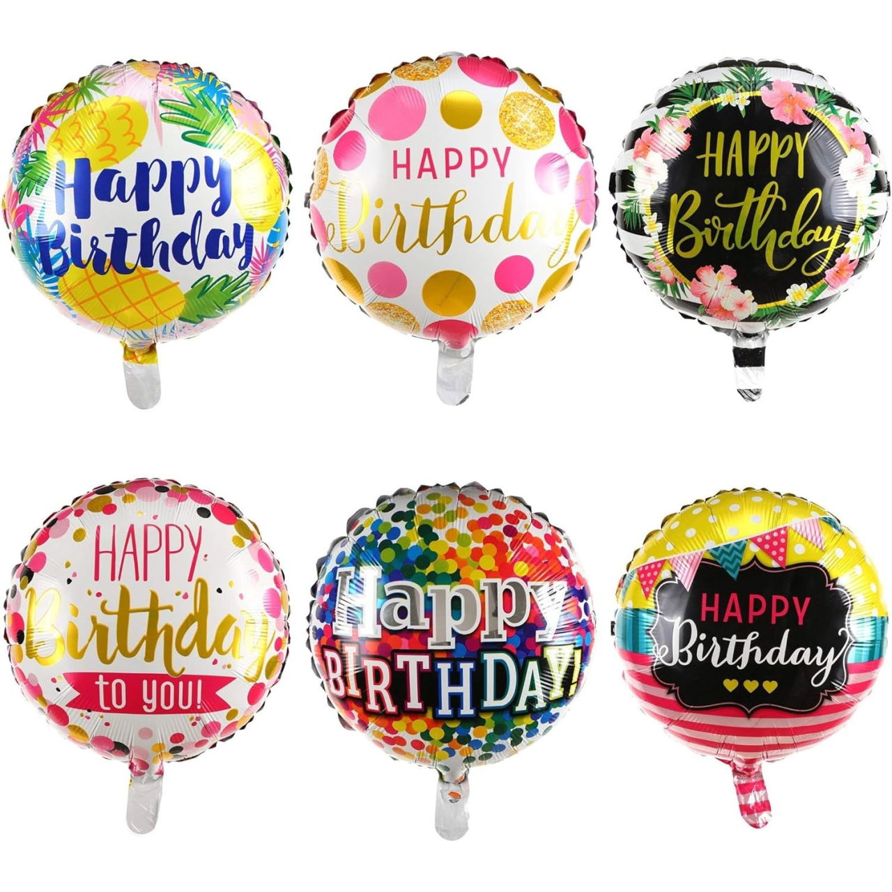 Balon din Folie Metalizata, Flippy, Figurine, Model 4, Happy Birthday, Tematica Aniversare, 45 cm, Ambalaj Individual, Pai Inclus, Umflare cu Aer sau Heliu, Multicolor [4]