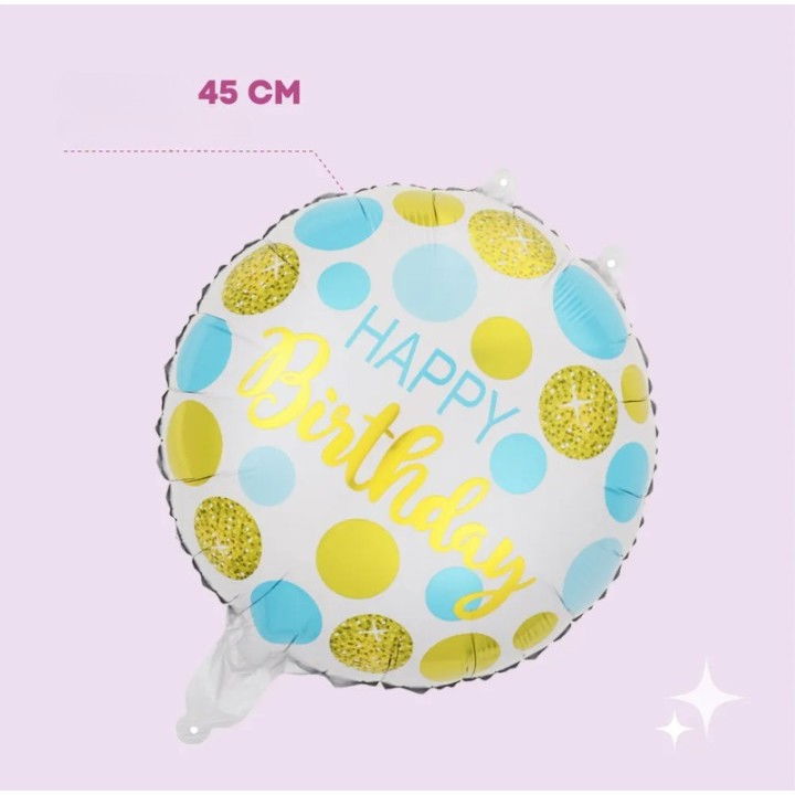 Balon din Folie Metalizata, Flippy, Figurine, Model 5, Happy Birthday, Tematica Aniversare, 45 cm, Ambalaj Individual, Pai Inclus, Umflare cu Aer sau Heliu, Multicolor [4]