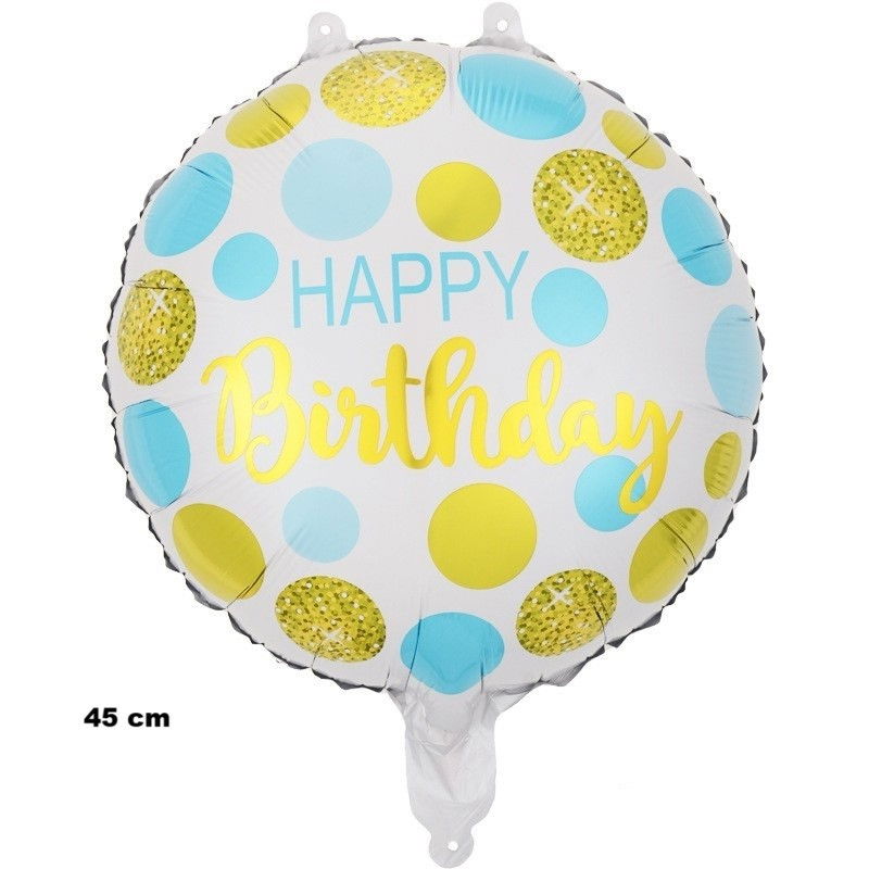 Balon din Folie Metalizata, Flippy, Figurine, Model 5, Happy Birthday, Tematica Aniversare, 45 cm, Ambalaj Individual, Pai Inclus, Umflare cu Aer sau Heliu, Multicolor [5]