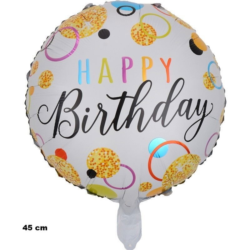 Balon din Folie Metalizata, Flippy, Figurine, Model 6, Happy Birthday, Tematica Aniversare, 45 cm, Ambalaj Individual, Pai Inclus, Umflare cu Aer sau Heliu, Multicolor [2]