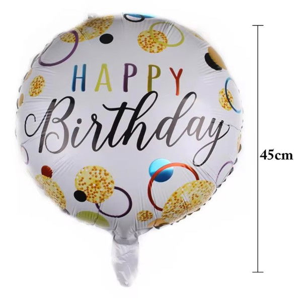 Balon din Folie Metalizata, Flippy, Figurine, Model 6, Happy Birthday, Tematica Aniversare, 45 cm, Ambalaj Individual, Pai Inclus, Umflare cu Aer sau Heliu, Multicolor [6]