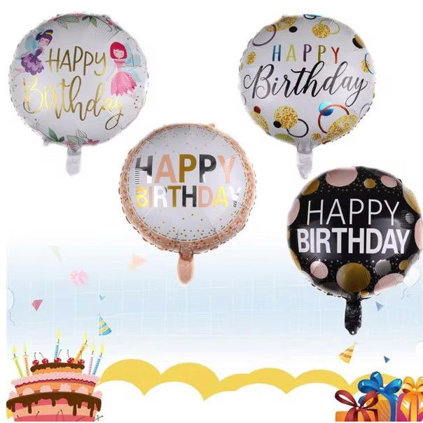 Balon din Folie Metalizata, Flippy, Figurine, Model 6, Happy Birthday, Tematica Aniversare, 45 cm, Ambalaj Individual, Pai Inclus, Umflare cu Aer sau Heliu, Multicolor [7]