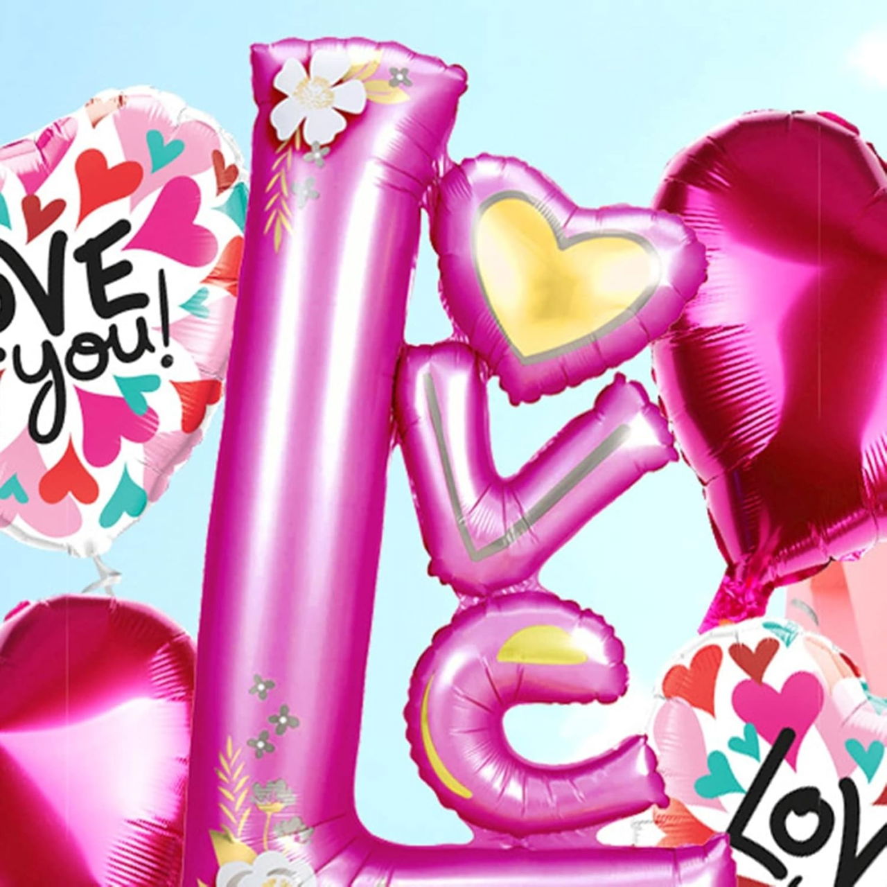 Balon din Folie Metalizata, Flippy, Figurine, Model LOVE, Tematica Iubire, 110x64 cm, Ambalaj Individual, Pai Inclus, Umflare cu Aer sau Heliu, Mov [3]