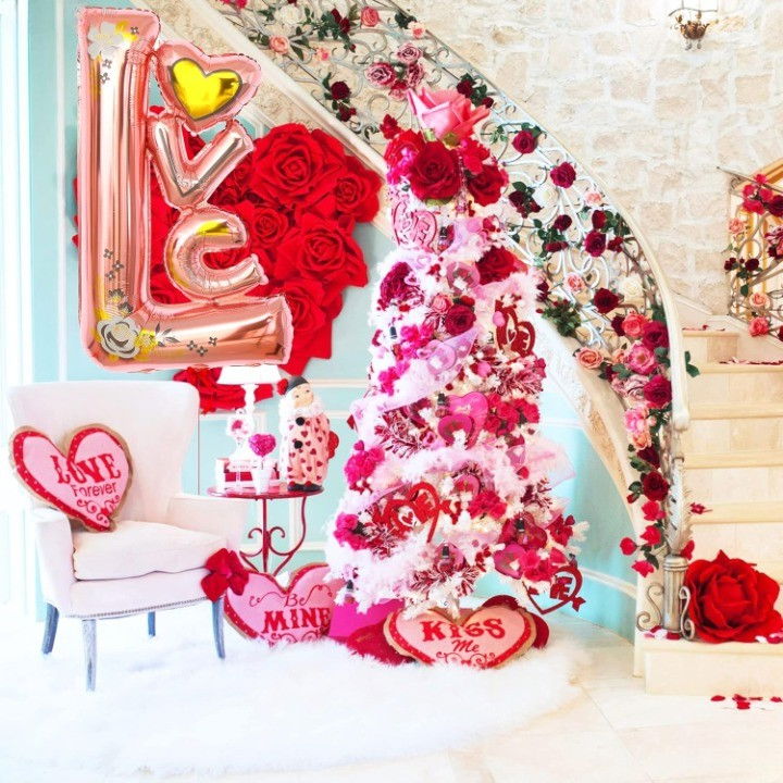 Balon din Folie Metalizata, Flippy, Figurine, Model LOVE, Tematica Iubire, 110x64 cm, Ambalaj Individual, Pai Inclus, Umflare cu Aer sau Heliu, Roz [5]