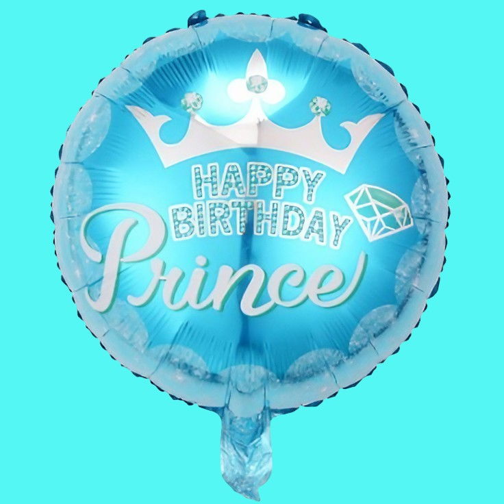 Balon din Folie Metalizata, Flippy, Figurine, Model Prince, Happy Birthday, Tematica Aniversare, 45 cm, Ambalaj Individual, Pai Inclus, Umflare cu Aer sau Heliu, Multicolor [3]