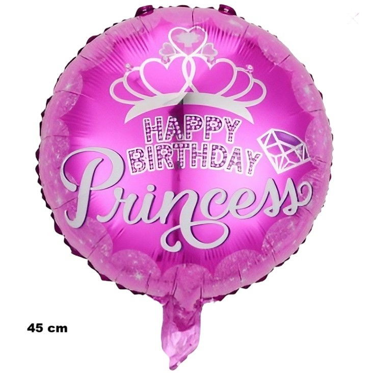 Balon din Folie Metalizata, Flippy, Figurine, Model Princess, Happy Birthday, Tematica Aniversare, 45 cm, Ambalaj Individual, Pai Inclus, Umflare cu Aer sau Heliu, Multicolor [5]