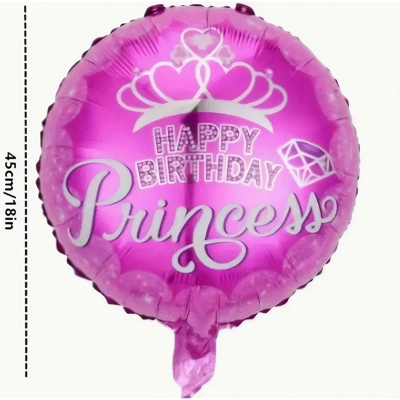 Balon din Folie Metalizata, Flippy, Figurine, Model Princess, Happy Birthday, Tematica Aniversare, 45 cm, Ambalaj Individual, Pai Inclus, Umflare cu Aer sau Heliu, Multicolor [4]