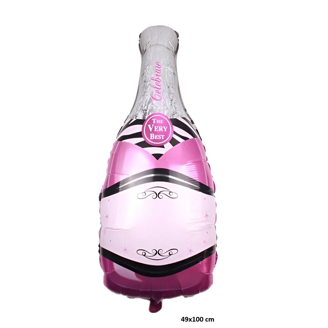 Balon din Folie Metalizata, Flippy, Figurine, Model Sticla de Sampanie, 49x100 cm, Ambalaj Individual, Pai Inclus, Umflare cu Aer sau Heliu, Mov [2]