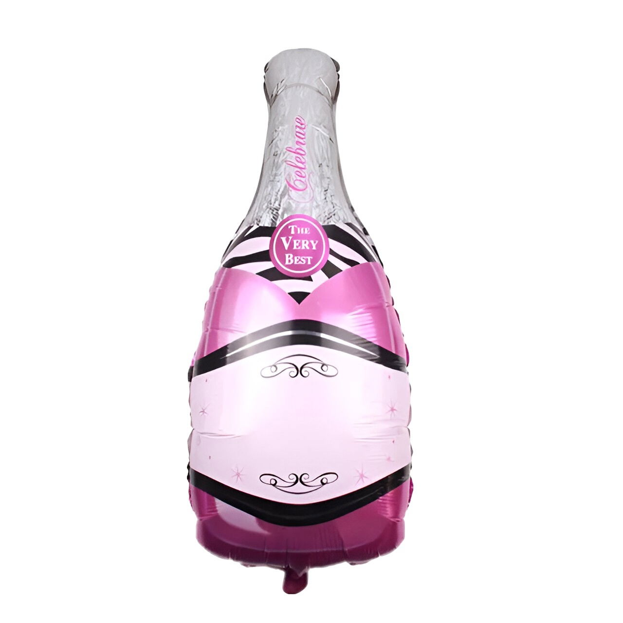 Balon din Folie Metalizata, Flippy, Figurine, Model Sticla de Sampanie, 49x100 cm, Ambalaj Individual, Pai Inclus, Umflare cu Aer sau Heliu, Mov [1]