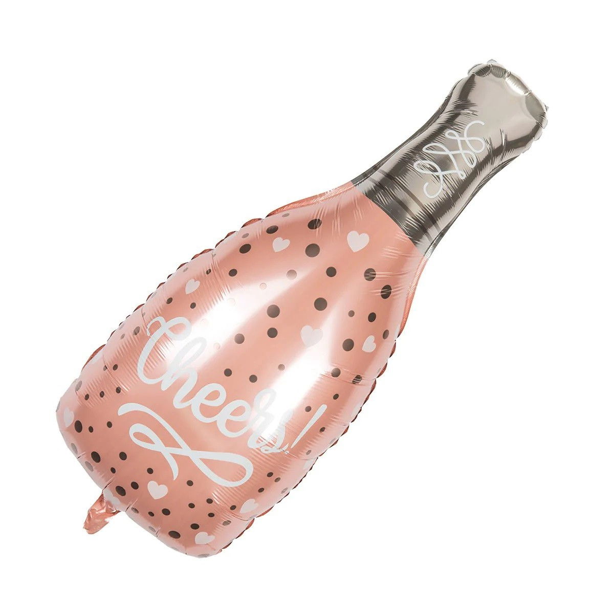 Balon din Folie Metalizata, Flippy, Figurine, Model Sticla de Sampanie, 49x98 cm, Ambalaj Individual, Pai Inclus, Umflare cu Aer sau Heliu, Roz [3]