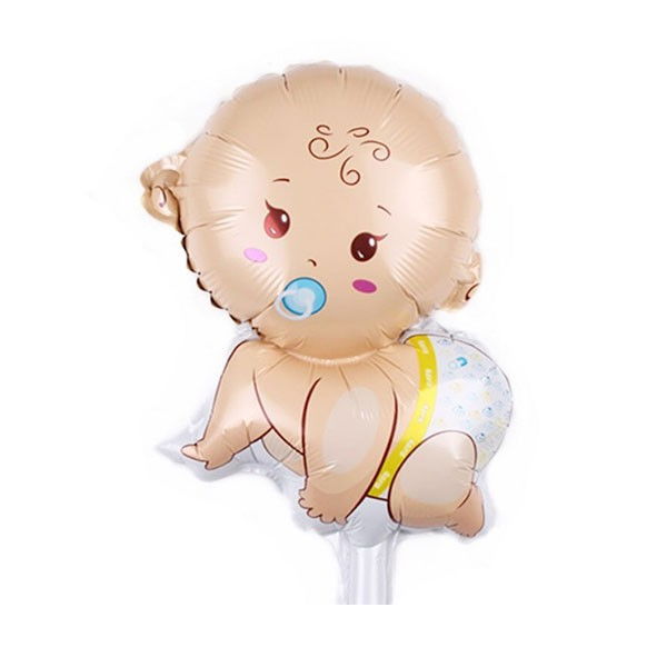 Balon din Folie Metalizata, Flippy, Mini Figurina, Model Bebelus Baietel, Tematica Gender Reveal, 45x25 cm, Ambalaj Individual, Pai Inclus, Umflare cu Aer sau Heliu, Multicolor [5]