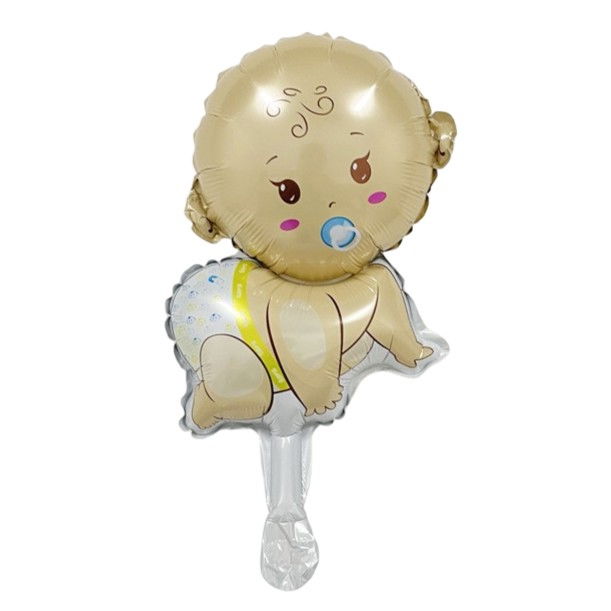 Balon din Folie Metalizata, Flippy, Mini Figurina, Model Bebelus Baietel, Tematica Gender Reveal, 45x25 cm, Ambalaj Individual, Pai Inclus, Umflare cu Aer sau Heliu, Multicolor [1]