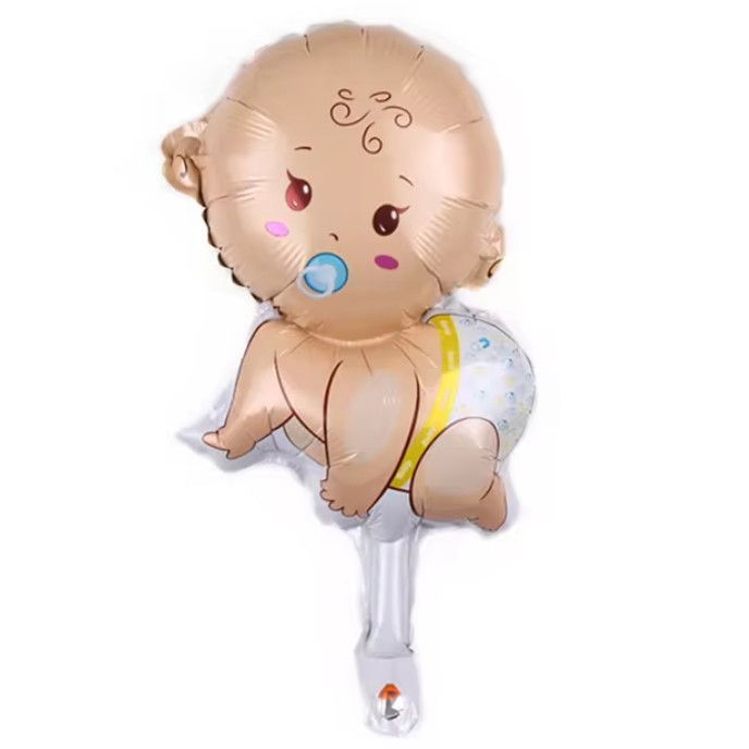 Balon din Folie Metalizata, Flippy, Mini Figurina, Model Bebelus Baietel, Tematica Gender Reveal, 45x25 cm, Ambalaj Individual, Pai Inclus, Umflare cu Aer sau Heliu, Multicolor [4]