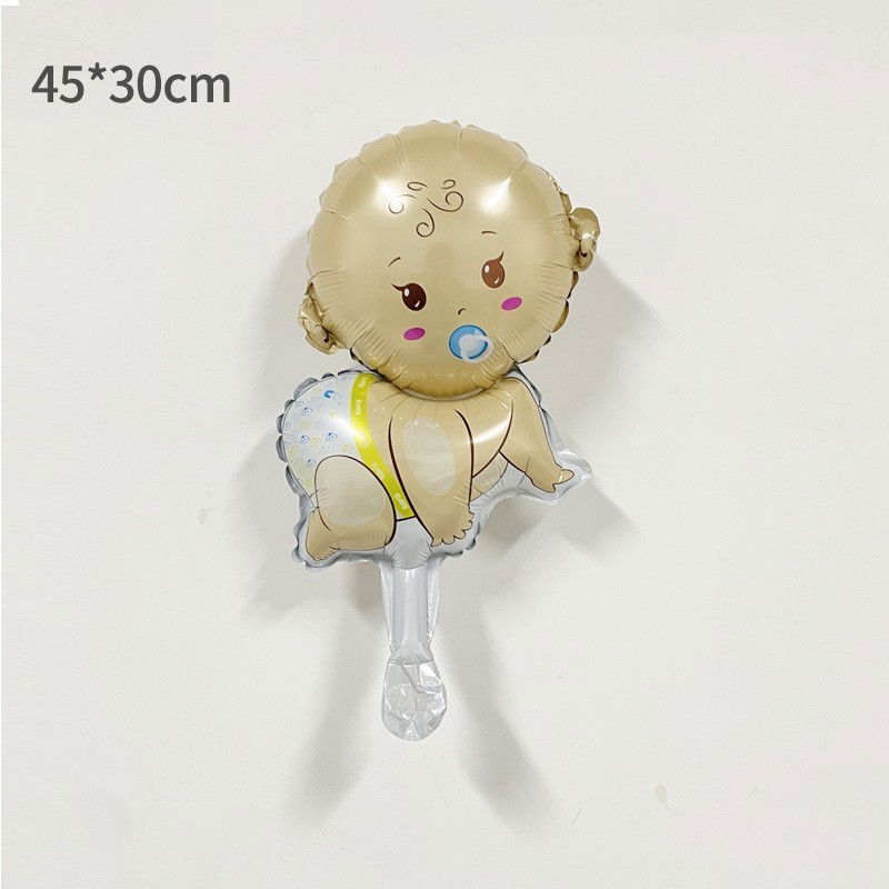 Balon din Folie Metalizata, Flippy, Mini Figurina, Model Bebelus Baietel, Tematica Gender Reveal, 45x25 cm, Ambalaj Individual, Pai Inclus, Umflare cu Aer sau Heliu, Multicolor [2]