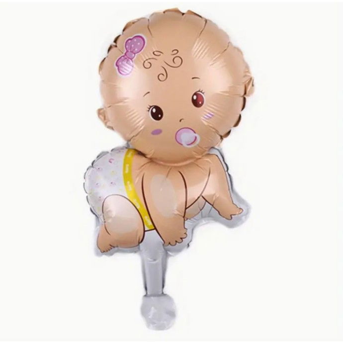Balon din Folie Metalizata, Flippy, Mini Figurina, Model Bebelus Fetita, Tematica Gender Reveal, 45x25 cm, Ambalaj Individual, Pai Inclus, Umflare cu Aer sau Heliu, Multicolor [5]