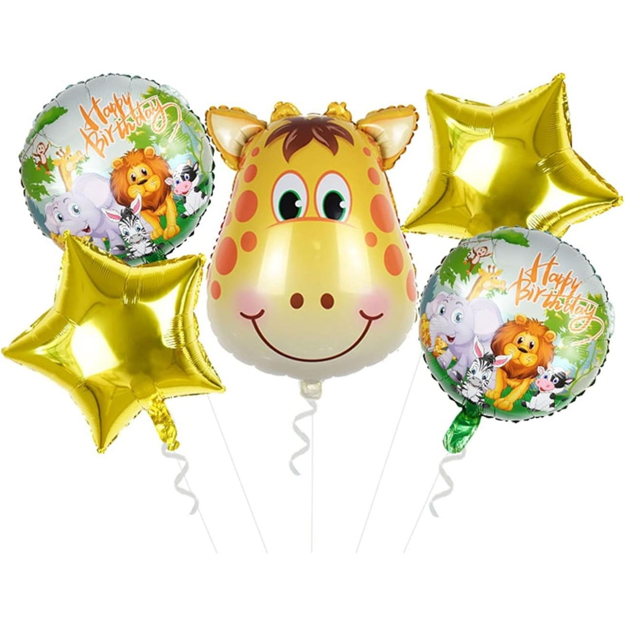 Balon din Folie Metalizata, Flippy, Mini Figurina Rotunda, Model Animalute, Happy Birthday, Tematica Aniversare, 45 cm, Ambalaj Individual, Pai Inclus, Umflare cu Aer sau Heliu, Multicolor [6]