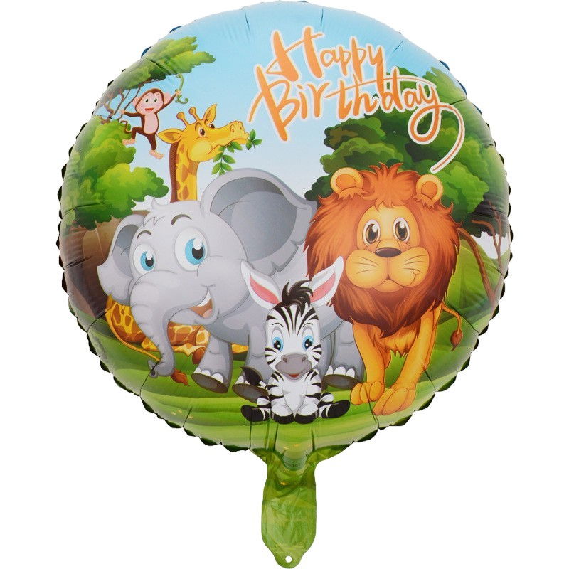 Balon din Folie Metalizata, Flippy, Mini Figurina Rotunda, Model Animalute, Happy Birthday, Tematica Aniversare, 45 cm, Ambalaj Individual, Pai Inclus, Umflare cu Aer sau Heliu, Multicolor [1]
