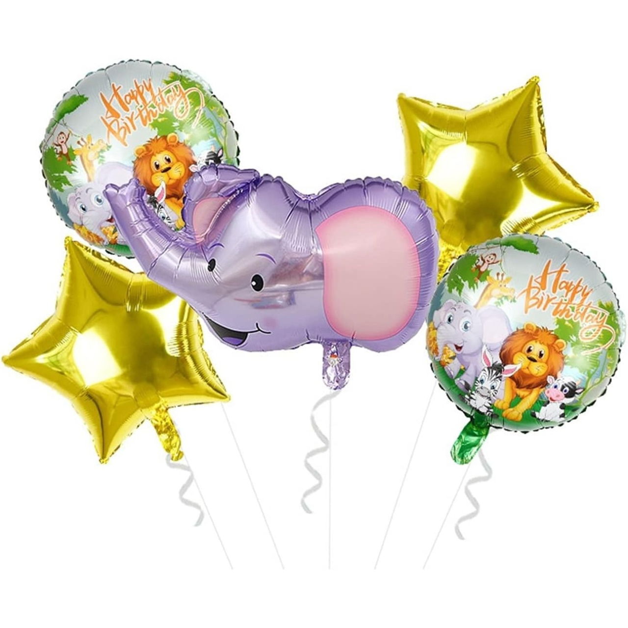 Balon din Folie Metalizata, Flippy, Mini Figurina Rotunda, Model Animalute, Happy Birthday, Tematica Aniversare, 45 cm, Ambalaj Individual, Pai Inclus, Umflare cu Aer sau Heliu, Multicolor [7]