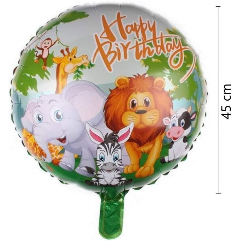 Balon din Folie Metalizata, Flippy, Mini Figurina Rotunda, Model Animalute, Happy Birthday, Tematica Aniversare, 45 cm, Ambalaj Individual, Pai Inclus, Umflare cu Aer sau Heliu, Multicolor [4]